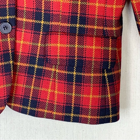 Jones NY~VINTAGE‎ 90s~Women’s 100% Wool Tartan Plaid Velvet Collar Blazer~Sz 10 - Picture 5 of 15